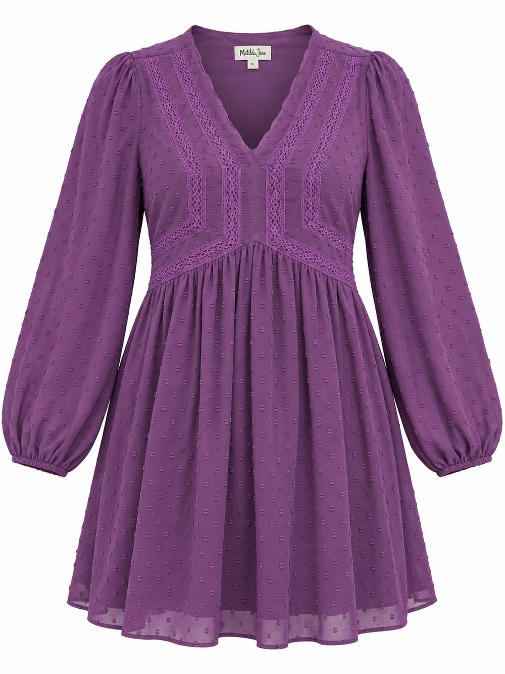MATILDA JANE | Festive Textured Purple Swiss Dot Whimsigoth Fairy Dress | XL